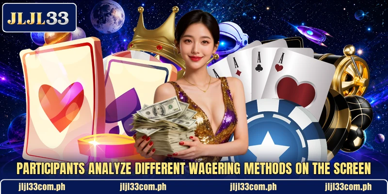 Participants analyze different wagering methods on the screen Participants analyze different wagering methods on the screen